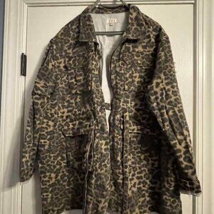 POL Leopard Print Utility Jacket  NWOT 3X